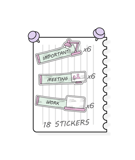 Minty blush, planner stickers cater to various organizational needs, featuring options for planning important tasks or schedules, scheduling meetings, and organizing work days effectively.