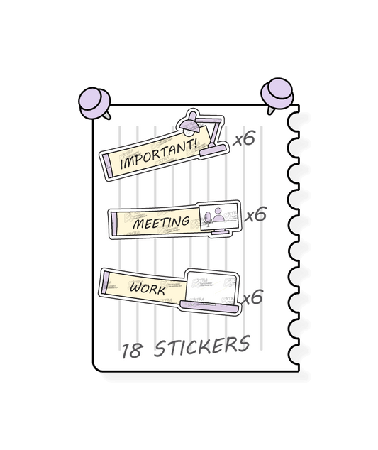 Sunshine lilac, planner stickers cater to various organizational needs, featuring options for planning important tasks or schedules, scheduling meetings, and organizing work days effectively.