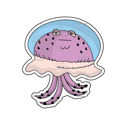 Sticker of a unique water creature resembling a squid with an otherworldly twist, embodying aquatic allure and curiosity