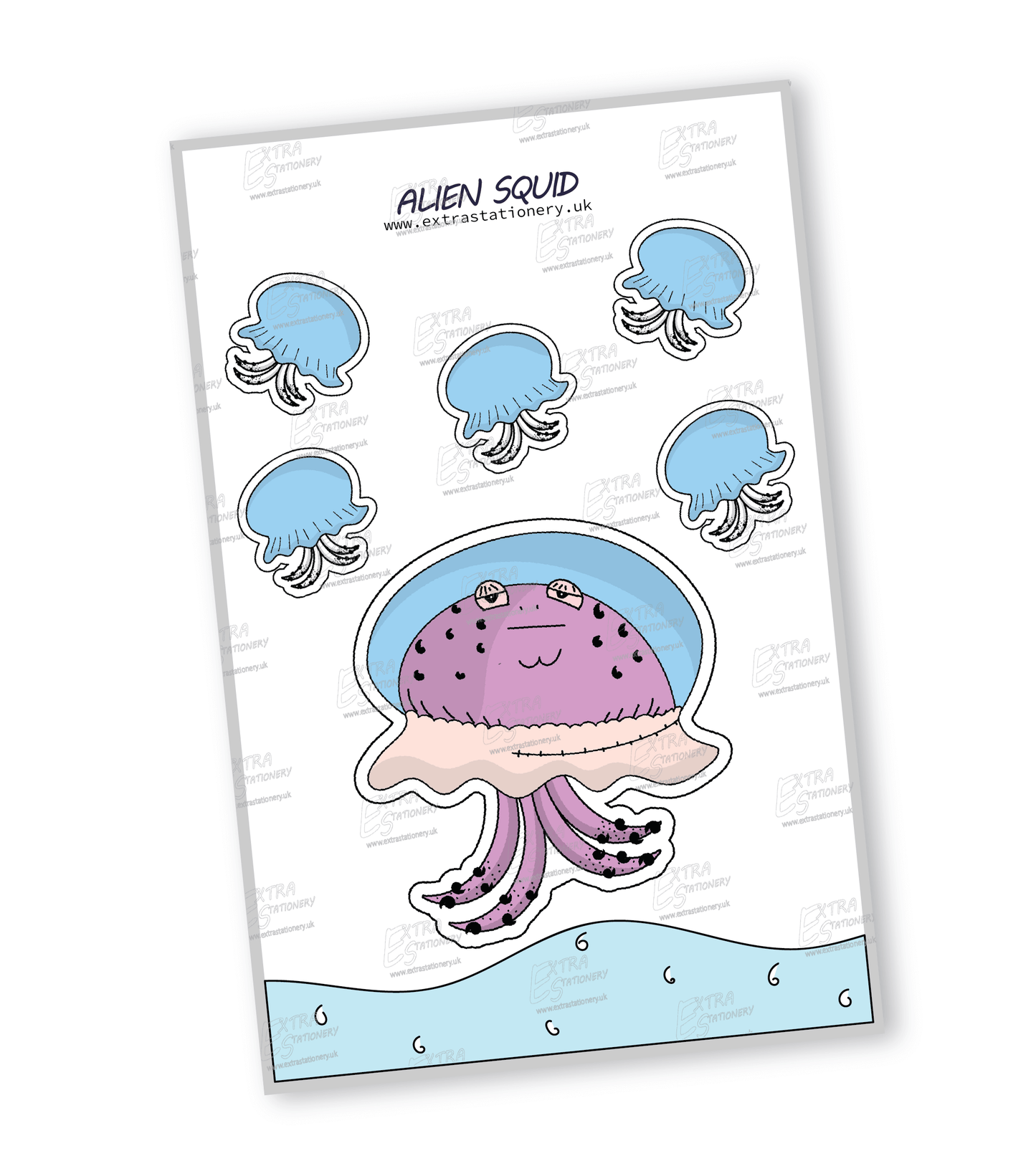 Sticker of a unique water creature resembling a squid with an otherworldly twist, embodying aquatic allure and curiosity.