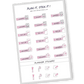 Rose Fusion color, Home organization planner sticker sheet with laundry, tidy up, and groceries stickers - 18 stickers in total (6 of each type)