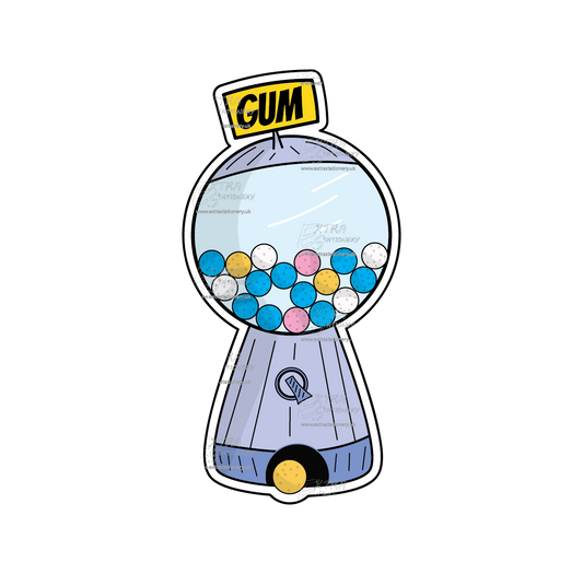 Sticker of a classic gum machine, evoking nostalgia and the excitement of receiving a gum ball.