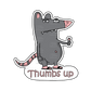 Sticker of a cute rat with a thumbs-up gesture and a big smile, surrounded by empty beer bottles, embodying a joyful and positive vibe