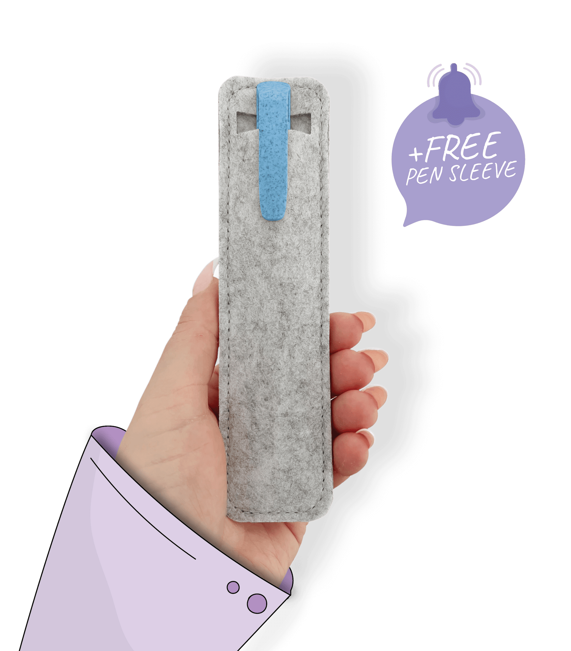 Eco-friendly Baby Blue Recycled Pen in a sleeve