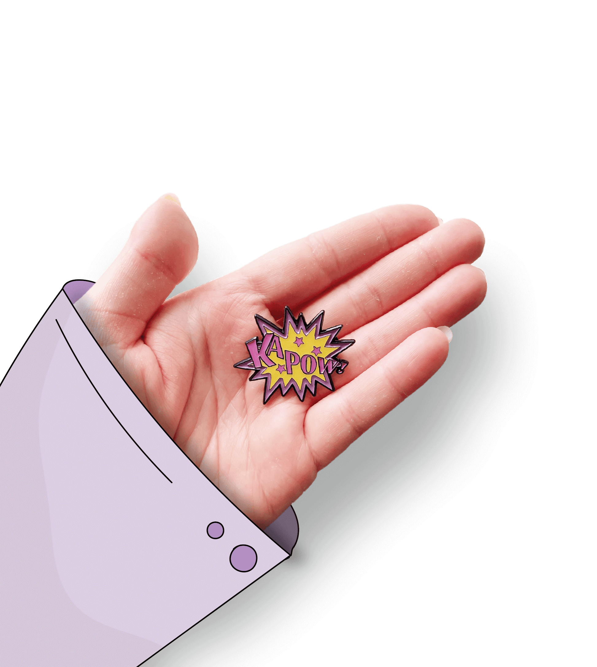 Retro 'KAPOW!!' Enamel Pin - A fun enamel pin featuring the word 'KAPOW!!' in retro-inspired lettering, perfect for fans of vintage comic book action and all things retro.