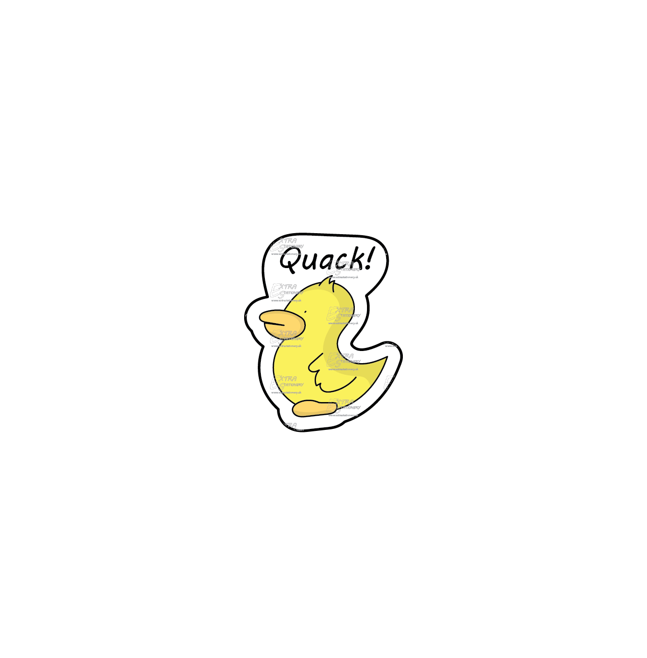 Skateboard with a humorous rubber duck illustration sticker, offering a 'quack attack' of fun.