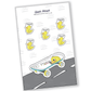 Skateboard with a humorous rubber duck illustration sticker, offering a 'quack attack' of fun.