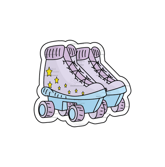 Fashionable roller skaters sticker with star accents, embodying coolness and the joy of gliding