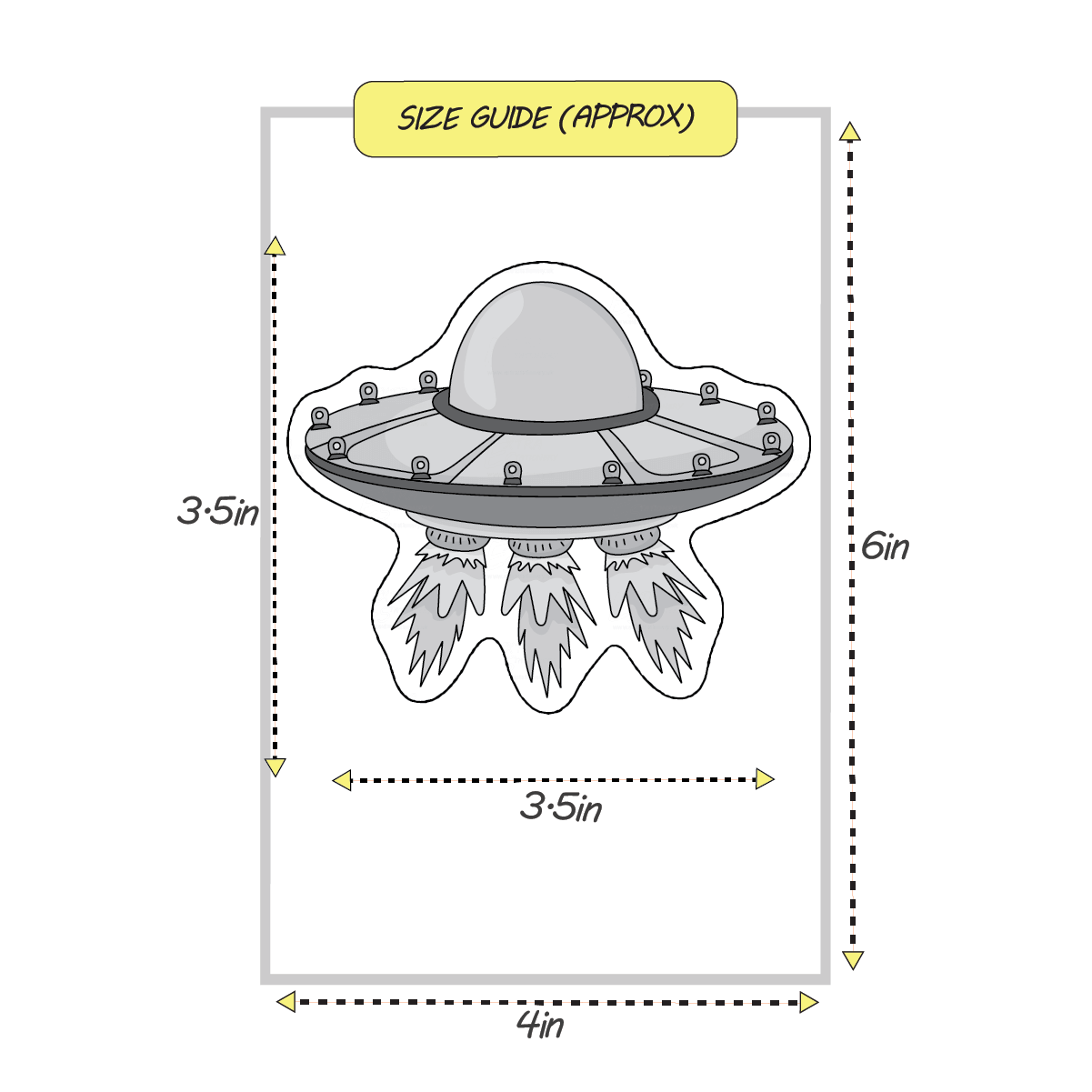 Spaceship sticker size guide