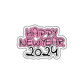 A sticker displaying the cheerful message "Happy New Year 2024," ideal for spreading New Year's joy.