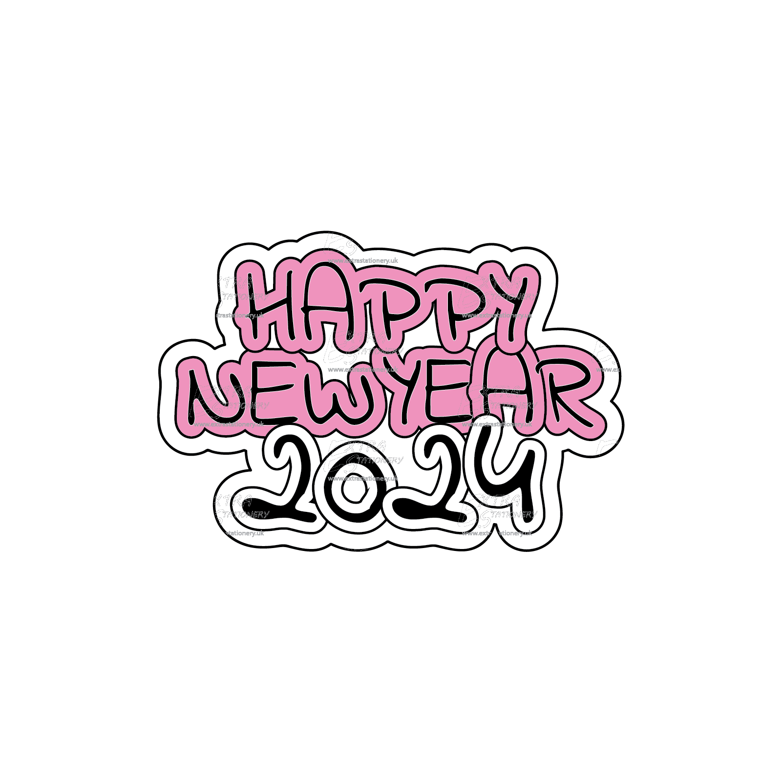 A sticker displaying the cheerful message "Happy New Year 2024," ideal for spreading New Year's joy.