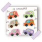 Cute mini motors stickers, for kids.