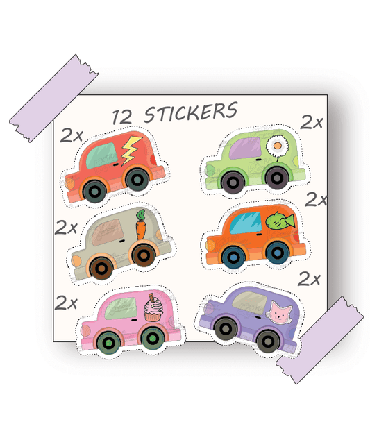 Cute mini motors stickers, for kids.