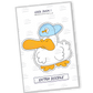 cool duck sticker, a stylish duck wearing a cap with a duck drawing, exuding a playful and unique sense of style