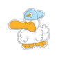 cool duck sticker, a stylish duck wearing a cap with a duck drawing, exuding a playful and unique sense of style