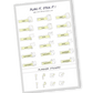 Lime Radiance color, Productivity planner sticker sheet with task, goal, and reminder stickers - 18 stickers in total (6 of each type)