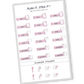 Rose Fusion color, Productivity planner sticker sheet with task, goal, and reminder stickers - 18 stickers in total (6 of each type)