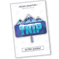 A sticker showcasing the word 'TRIP' with a backdrop of cool mountains, the sign adorned with ice and snow, symbolizing adventure and exploration