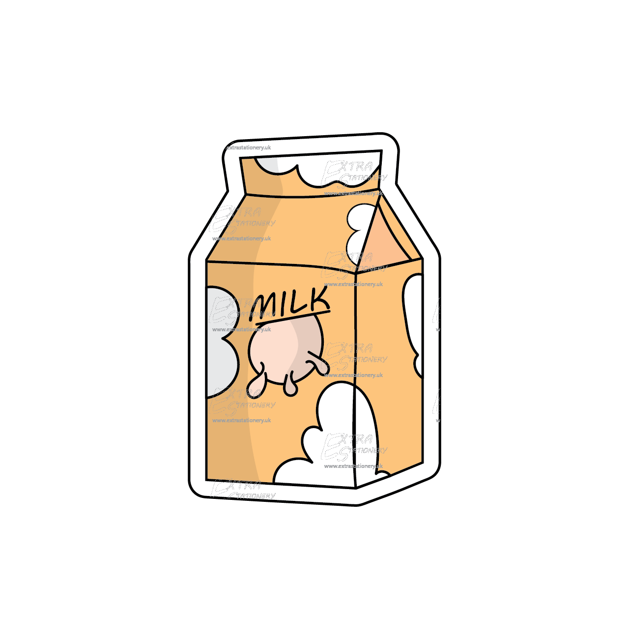 Milk carton with a humorous cow udder sticker, infusing daily life with laughter.